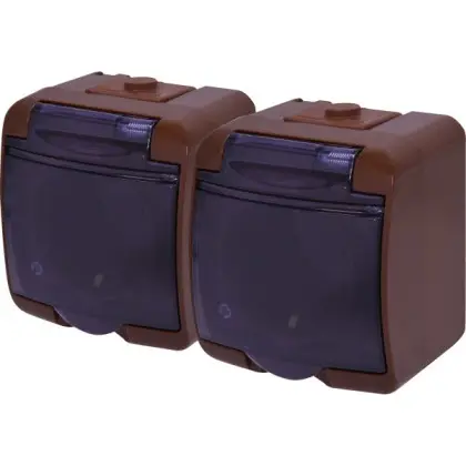 Розетка двухместная Eti Hermetics RHE-2sd-KR с з/к IP54 коричнневая/прозрачная крышка (4668053)