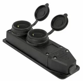 Каучуковая двойная колодка E.Next e.socket.rubber.029.2.16 16А с заземлением и защитной крышкой (s9100026)