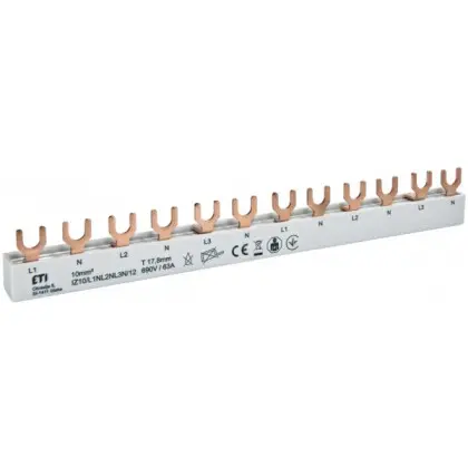 Шина питания ETI IZ 10/L1NL2NL3N/12 3P+N 0,21м Fork 12 модулей (2921268)