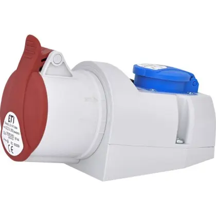Комбинированный силовой разъем ETI 004482053 EZCZ-S-3253 IP44 (32A 400V/230V 3P+N+PE/EE 16S Schuko)