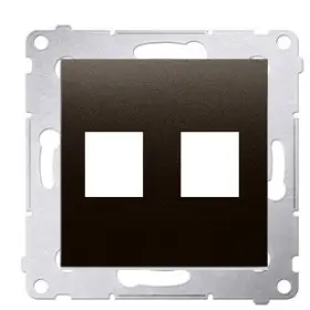 Пряма інформаційна розетка Kontakt Simon Simon 54 Premium DKP2.01/46 під 2xRJ45 Keystone із супортом (бронза)