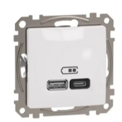 Розетка USB Schneider Electric Sedna Design & Elements A+C 3A 45Вт белая SDD111404