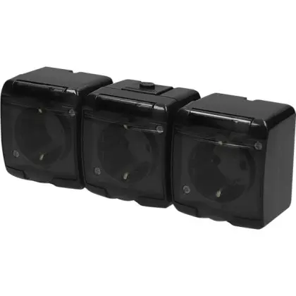 Розетка трехместная Eti Hermetics RHE-3sd-BL с з/к IP54 черная/прозрачная крышка (4668092)