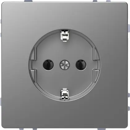 Розетка с з/к Schneider Electric D-Life MTN2301-6036 нержавеющая сталь
