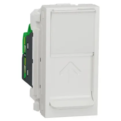 Одинарная компьютерная розетка Schneider Electric NU341018 RJ45 cat.5e UTP с полем для надписи 1М (белая)