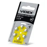 Воздушно-цинковая батарейка Videx ZA10 (PR70) (ZA10 (PR70) B6) 6 шт