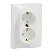 Подвійна розетка Schneider Electric Sedna Design з заземленням та шторками біла SDD311221