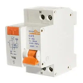 Выключатель дифференциального тока ECOHOME ДВ 1Р+N 25A 30мА (ECO030010003)