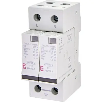 Ограничитель перенапряжения ETI 002442902 ETITEC V T12 280/12.5 (2+0) Ограничитель перенапряжения ETI 002442902 ETITEC V T12 280/12.5 (2+0)