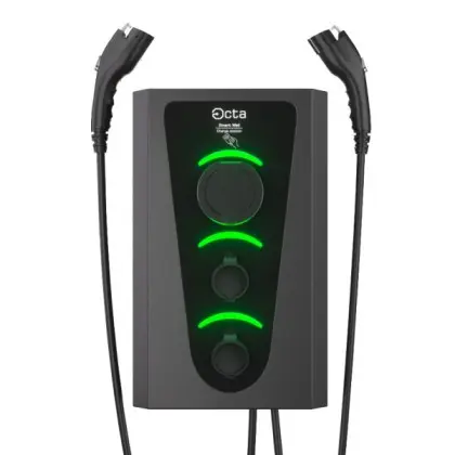 Комерційна зарядна станція для електромобілів Octa Energy SW336-С22-C1-C2 Smart Wall на 36кВт із 3 портами (Type 2 Type 1 Type 2)