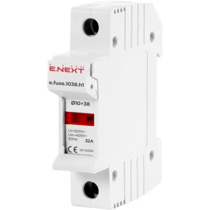 Держатель предохранителя E.Next e.fuse.1038.h1 на DIN-рейку 10х38 1р 32А (i0300001) Держатель предохранителя E.Next e.fuse.1038.h1 на DIN-рейку 10х38 1р 32А (i0300001)