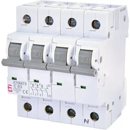 Автоматический выключатель ETI 002146522 ETIMAT 6 3p+N C 63А (6 kA)