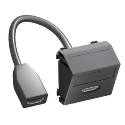 Кутовая HDMI розетка OBO Bettermann modul 45 с кабелем подключения черно-серая (6104841) Кутовая HDMI розетка OBO Bettermann modul 45 с кабелем подключения черно-серая (6104841)