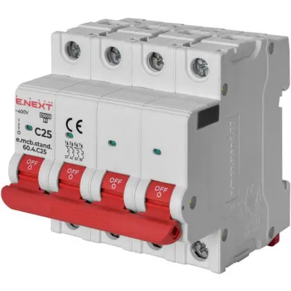Модульный автоматический выключатель E.Next e.mcb.stand.60.4.C25 4р 25А C (s002149) Модульный автоматический выключатель E.Next e.mcb.stand.60.4.C25 4р 25А C (s002149)