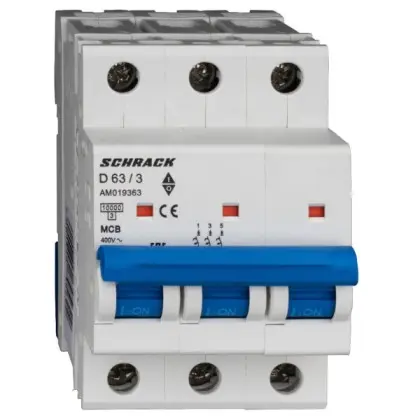 Автоматичний вимикач Schrack AM019363 10кА 63А 3P х-ка D