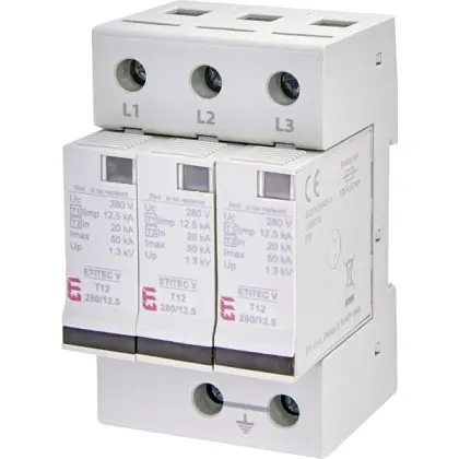 Ограничитель перенапряжения ETI 002442915 ETITEC V T12 280/12.5 (3+0) RC Ограничитель перенапряжения ETI 002442915 ETITEC V T12 280/12.5 (3+0) RC