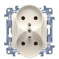 Подвійна розетка Kontakt Simon Simon 10 CGZ2M.01/41 із заземленням French (кремовий)