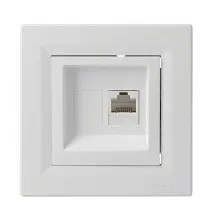 Розетка компьютерная одинарная RJ45 кат.6 UTP белая Asfora, EPH4700121