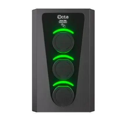 Комерційна зарядна станція Octa Energy SW322-S-S-S Smart Wall на 22кВт (розетка 1ф + розетка 1ф + розетка 1ф)