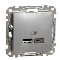 USB-розетка Schneider Electric Sedna Design & Elements A+C 2,4A алюміній SDD113402 USB-розетка Schneider Electric Sedna Design & Elements A+C 2,4A алюміній SDD113402