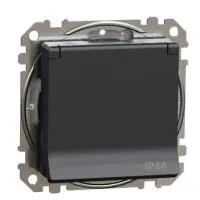 Розетка Schneider Electric Sedna Design & Elements с заземлением шторками и крышкой IP44 черная SDD214024 Розетка Schneider Electric Sedna Design & Elements с заземлением шторками и крышкой IP44 черная SDD214024