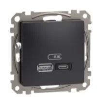 Розетка USB Schneider Electric Sedna Design & Elements A+C 3A 45Вт чорна SDD114404