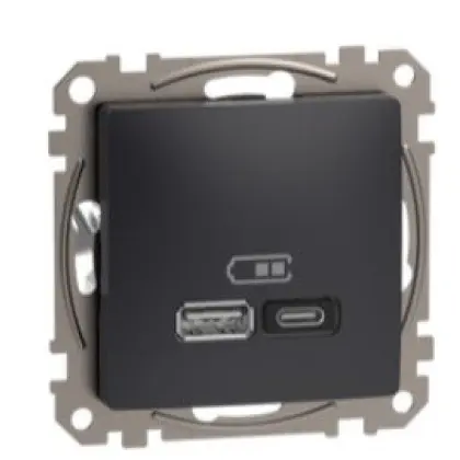 Розетка USB Schneider Electric Sedna Design & Elements A+C 3A 45Вт черная SDD114404