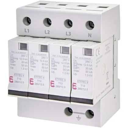 Ограничитель перенапряжения ETI 002442917 ETITEC V T12 280/12.5 (4+0) RC Ограничитель перенапряжения ETI 002442917 ETITEC V T12 280/12.5 (4+0) RC