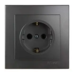Розетка Nilson Touran антрацит 1-я с заземлением ( 24161017 )