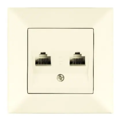 Розетка компьютерная Meridian, 2xRJ45 Cat.5e, кремовый Розетка компьютерная Meridian, 2xRJ45 Cat.5e, кремовый
