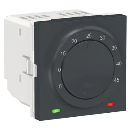 Комнатный термостат Schneider Electric NU350154 со встроенным датчиком 8А (антрацит) Комнатный термостат Schneider Electric NU350154 со встроенным датчиком 8А (антрацит)