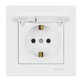 Розетка Nilson Moda біла 1-на з заземленням з кришкою ( 21111018 )