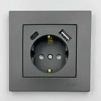 Розетка EL-BI VEGA антрацит матовий 1-на з/з + 2USB (Type C+A) 2A ( 510-016700-334 ) Розетка EL-BI VEGA антрацит матовий 1-на з/з + 2USB (Type C+A) 2A ( 510-016700-334 )