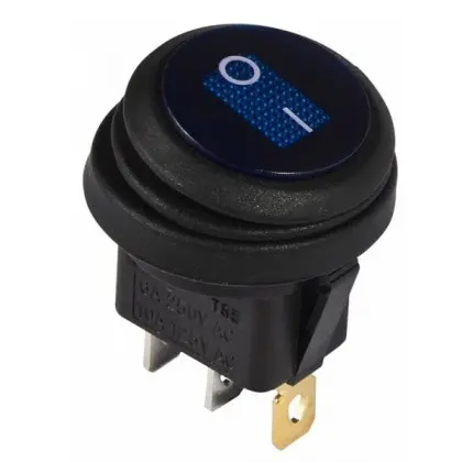 Перемикач TNSy KCD1-8-101WN BL/B круглий з підсвічуванням IP65 синій (TNSy5500753)