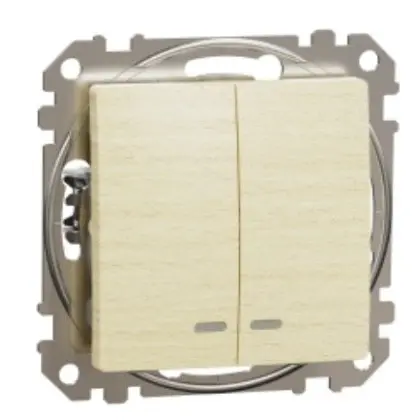 Двоклавішний вимикач Schneider Electric Sedna Design & Elements з підсвіткою береза SDD180105L