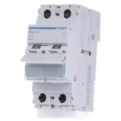 Выключатель нагрузки Hager SBN263 2P 63А/400В 2м Выключатель нагрузки Hager SBN263 2P 63А/400В 2м