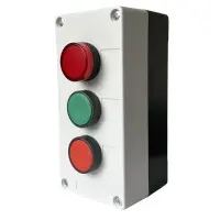 Тримісний пост керування Promfactor FP5-BOX3W012 з кнопками «Зелений/Червоний» та індикатором 230В Тримісний пост керування Promfactor FP5-BOX3W012 з кнопками «Зелений/Червоний» та індикатором 230В