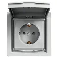 Розетка Schneider Electric Asfora EPH3100361 із заземленням та зі шторками (алюміній)
