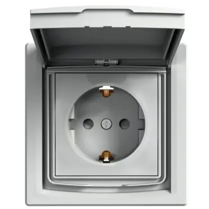 Розетка Schneider Electric Asfora EPH3100361 с заземлением и с шторками (алюминий) Розетка Schneider Electric Asfora EPH3100361 с заземлением и с шторками (алюминий)