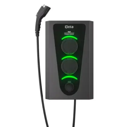 Бытовая зарядная станция Octa Energy W322-S-S-C2 Wall на 22кВт (розетка 1ф + розетка 1ф + Type 2 1 с кабелем 5м)