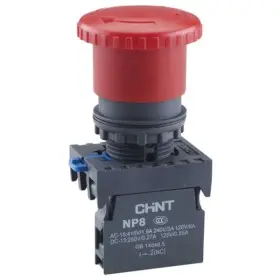Кнопка грибок Chint NP8-01ZS/14 1NC Ø40мм з фіксацією червона IP65 (667210)