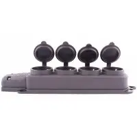 Каучуковая четырехместная колодка E.Next e.socket.rubber.029.4.16 16А с заземлением и защитной крышкой (s9100039)