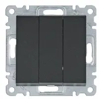 Триклавішний вимикач Hager WL0073 Lumina 10АХ/230В (чорний)