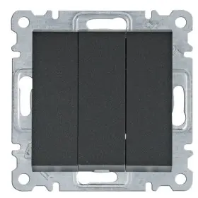 Триклавішний вимикач Hager WL0073 Lumina 10АХ/230В (чорний)