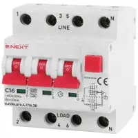 Вимикач диференційного струму E.Next e.rcbo.pro.4.C16.30 3P+N 16А С тип А 30мА (p0720015)