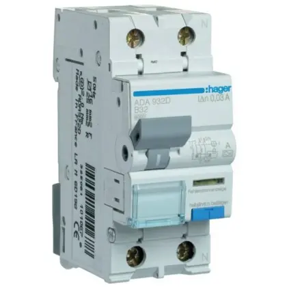 Дифференциальный автомат Hager ADA932D B 32A 1P+N 6кА 30мА А