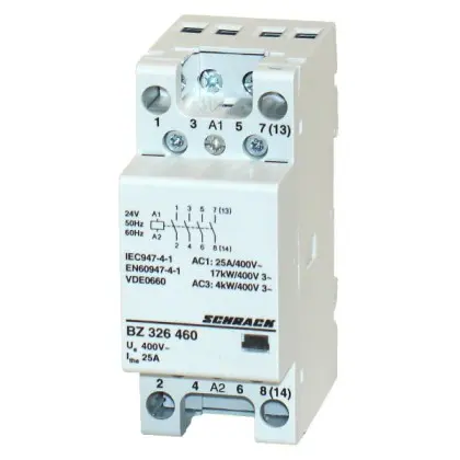 Модульный контактор Schrack BZ326460 24В AC 4НО 25А Модульный контактор Schrack BZ326460 24В AC 4НО 25А