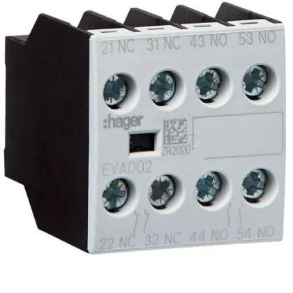 Додатковий контакт Hager EVA002 2НВ+2НЗ для EV007-10…EV038-10 EVN022…EVN045 EVL014…EVL027