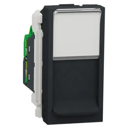 Одинарная компьютерная розетка Schneider Electric NU341054 RJ45 cat.5e UTP с полем для надписи 1М (антрацит)