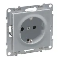 Розетка 2К+З 16А/250В со шторками винтовые клеммы Legrand SUNO (алюминий) 721325